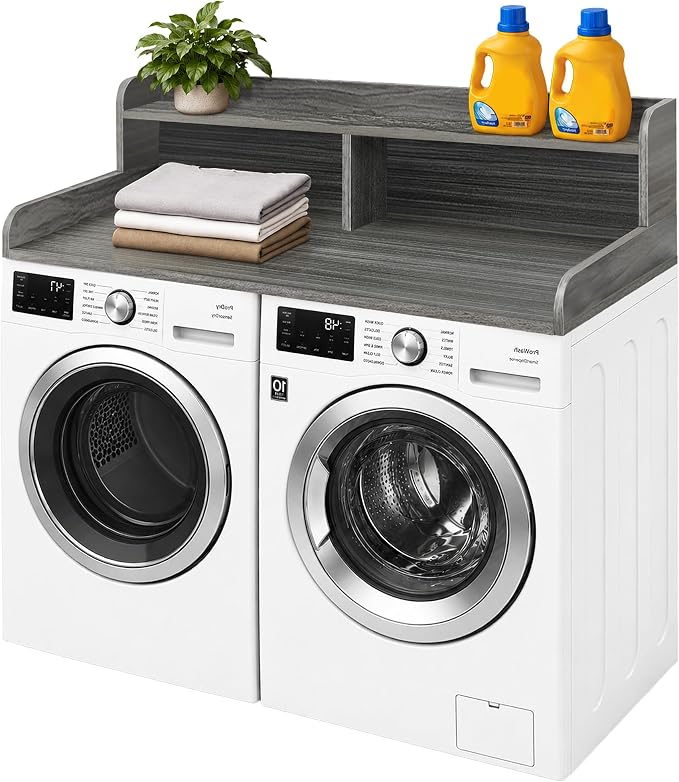 Royxen Laundry Countertop with Storage Universal Fit, Washer and Dryer Countertop with Shelf, Laundry Room Storage, 2-Tier Shelf (Eucalyptus)