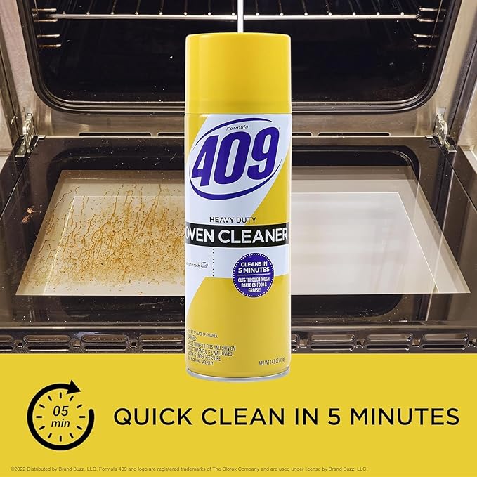 Formula 409 Heavy Duty Oven and Grill Cleaner Spray, Lemon Scent, Cuts Baked-On Grease and Grime on Contact, Fume-Free Aerosol, 5-Minute or Overnight Deep Clean, 14.5 Oz - 2 Pack