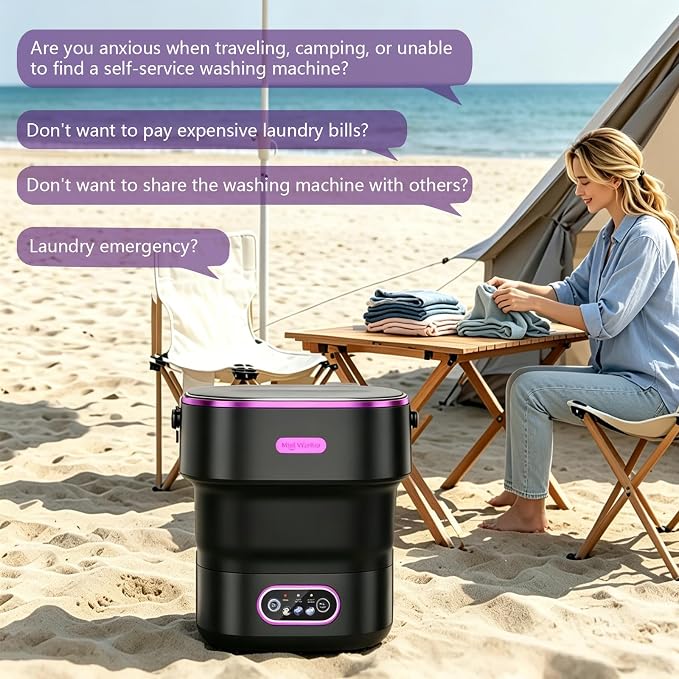 20L Portable Mini Washing Machine,Foldable Portable Washer Mini Lavadora Portatil for Apartment,RV,Camping,Travel – Wash Baby Clothes, Underwear,Bra Separately to Keep Clean and Healthy