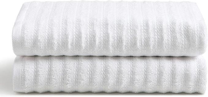 Cosy House Collection Luxury Rayon Derived from Bamboo Blend 2-Pack Towel Set - Ultra Soft, Absorbent and Quick Drying - Plush Cotton Hotel Spa Quality - 27" x 54" (Bath Towel, White)