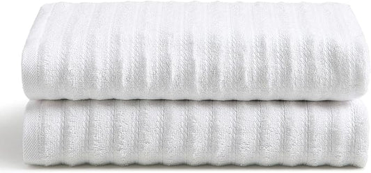 Cosy House Collection Luxury Rayon Derived from Bamboo Blend 2-Pack Towel Set - Ultra Soft, Absorbent and Quick Drying - Plush Cotton Hotel Spa Quality - 27" x 54" (Bath Towel, White)
