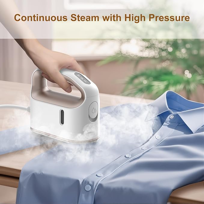 Newbealer Smart Steam Iron 1200W Turbocharged Steam 120V (Gold) | Mini Heat Press, Pro-Grade 3 Steam & 3 Dry Heat Modes, 45s Heat-Up, Auto-Off, Nonstick Ceramic Soleplate, for Home/RV/Hotel