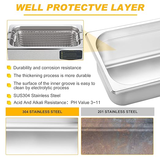 3L Ultrasonic Cleaner Dual-Frequency Professional Digital Stainless Steel Cleaning Machine with Heater Timer for Carburetor, Parts, Circuit Board, Glasses, Denture, Jewelry