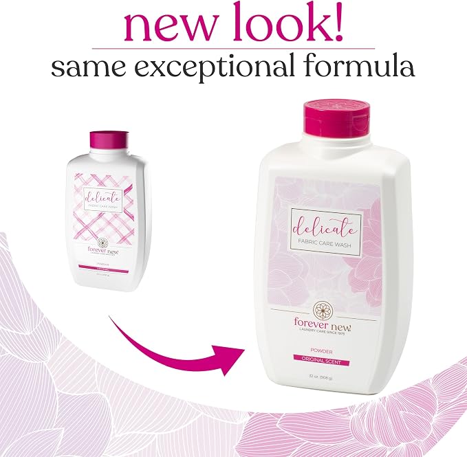 FOREVER NEW Delicate Hypoallergenic Laundry Detergent Powder - 150 to 192 Large Loads - Gentle washing detergent for Silk, Cashmere, Bra, Undergarments, Wool etc. - Original Scented - 32oz (3pack)