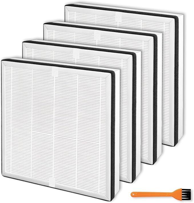 4 Pcs H7124 Replacement Filters Compatible with GoveeLife H7124 H712C Smart Air Purifier, Replace H7124-RF H712C-RF, H13 True HEPA Air Purifier Filter with Activated Carbon, High-Efficiency Filtration