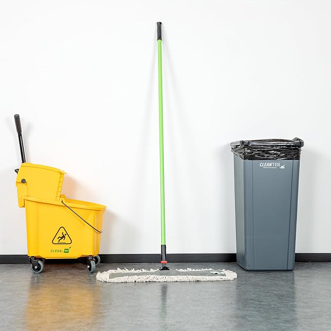 Restaurantware-Clean Tek Professional 24.02 x 5 Inch Dry Floor Mop, 1 Disposable Dust Mop - 64-Inch Handle, Secure Attachment, Blue Cotton, Ideal For Floor, Cleaning Home, Office