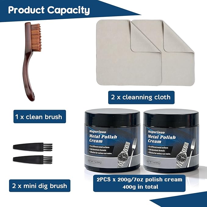 Metal Polish Cream Oxidation Remover for Brass, Copper, and Stainless Steel,sinks, cookware, pots, pans, cutlery, and other Metal