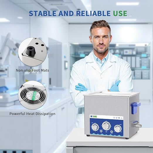 DK SONIC Industrial Ultrasonic Cleaner 10L 240W,Ultrasonic Carburetors Cleaner with Power Adjustable Function, Timer and Heater for Parts,Circuit Board,Chains Cleaning(Include Basket)