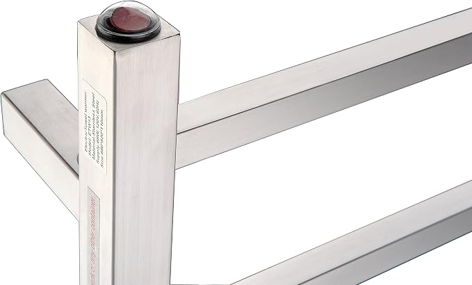 ANZZI Charles 6-Bar Wall Mount Brushed Nickel Towel Warmer | Energy Efficient 68W Electric Plug in Heated Towel Rack for Bathroom | Stainless Steel Towel Heater Rail Quick Towel Dryer | TW-AZ014BN