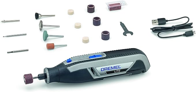 Dremel Lite 7760 Cordless Multi-Tool (3.6V 2.0Ah Battery, Kit with 15 Accessories, USB Charger, Speed 8000-25000rpm for Carving, Engraving, Grinding, Cleaning, Polishing, Sharpening and Sanding)