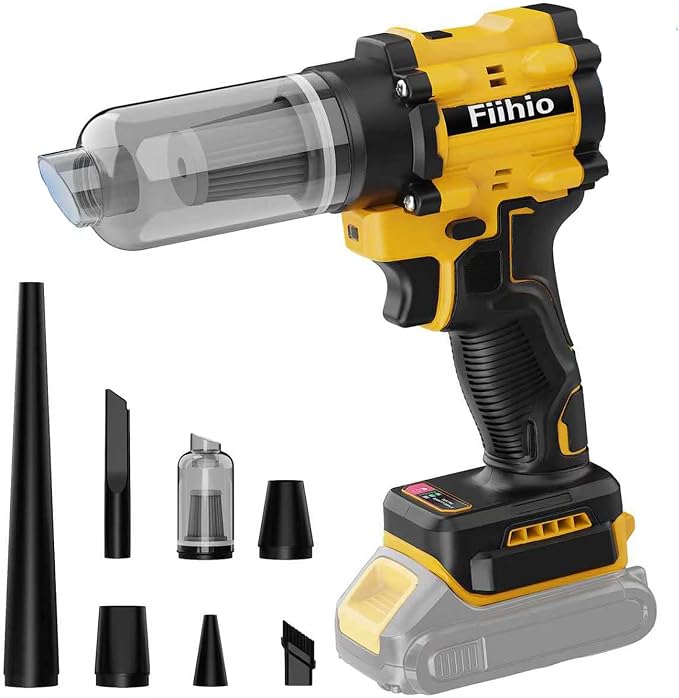 Cordless Leaf Blower Compatible with Dewalt 18V/20V Battery, 100,000RPM Powerful Handheld Air Blower Duster with LED Light, 9,000Pa 2 in 1 Vacuum Duster & Blower for Cars, Home (No Battery)