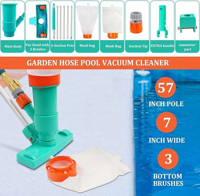 POOLWHALE Above Ground Pool Vacuum Cleaner with Pool Net