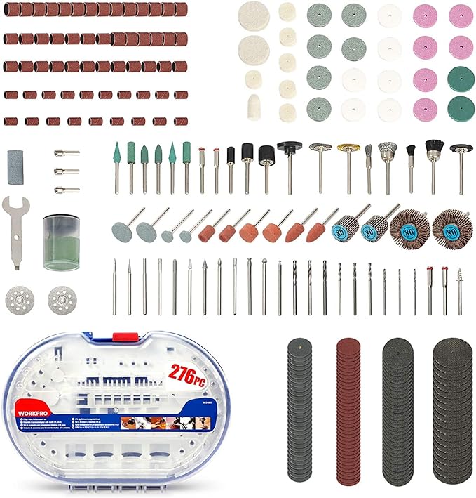 WORKPRO 276-piece Rotary Tool Accessories Kit Universal Fitment for Easy Cutting, Carving and Polishing