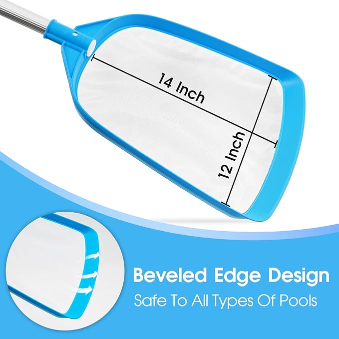 TidyMister 20'' 2-in-1 Heavy Duty Round Pool Brush with Fine Mesh Skimmer Net and 6 FT Poles