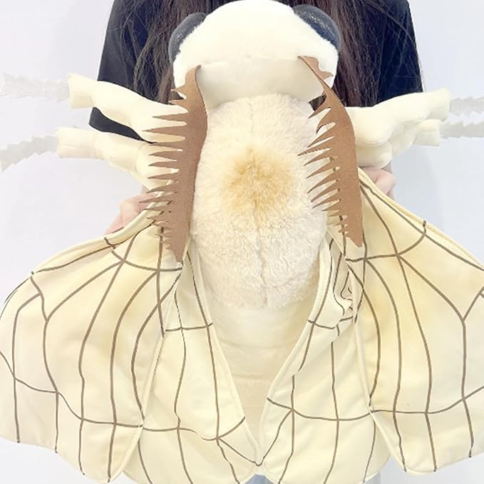 Giant Silk Moth Plush - Lifelike 26" Silk Moth Stuffed Animal, Realistic Soft Big Wings Moth Weigted Toys, Simulation Butterfly Plushie Model Toy, Unique Plush Collection for Kids