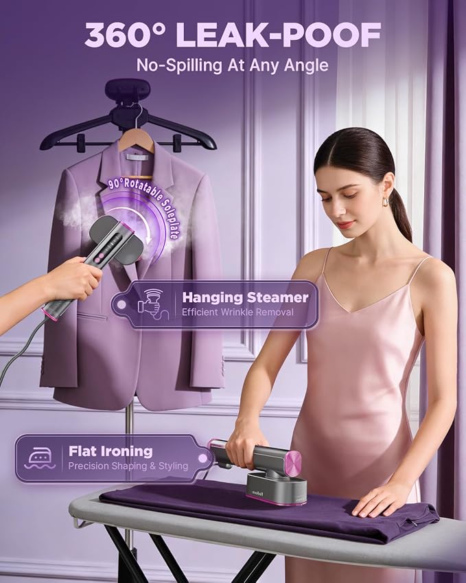 Clothes Steamer Handheld, 2-in-1 Steamer & Iron for Clothes, 100-240V 15s Heat-Up Portable Handheld Garment Steamer, Travel Steamer for Clothes,Large Heat Panel,Quick Wrinkle Removal for Global Europe