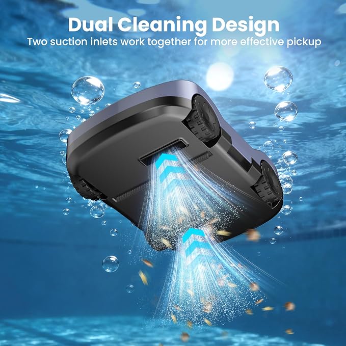 (2026 Upgrade) Cordless Robotic Pool Cleaner, Automatic Pool Vacuum for Above Ground & Inground Pools, 180-Min Runtime, 3L Basket for Leaves & Debris, Auto-Parking, Powerful Suction (Graypurple)