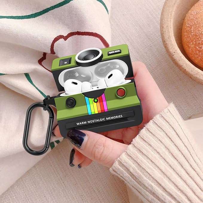 VISOOM Retro Case for AirPods Pro Case Cover Women Men,Fashion Silicone Air iPods Pro 2 1 Gen Case with Cleanner Kit Compatible with Apple Airpods Pro 2nd 1st Generation Cases,Green