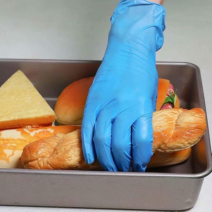 Disposable Gloves Small, Nitrile and Vinyl Blend Material Gloves, Latex Free 4 Mil 200 Pc Food Grade Glove for Cleaning, Food Prep, Hair Dye, Tattoo, Blue