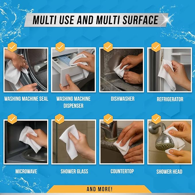 ACTIVE Dishwasher Cleaner and Appliance Cleaner Wipes - Includes 24ct Disposal Cleaning Tablets and 24pk Appliance Surface Wipes