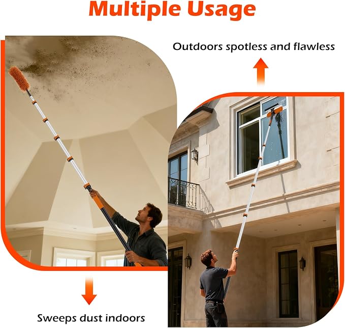 AgiiMan 30FT Reach Telescoping Pole - 5 to 24FT Extension Pole, Portable Aluminum Telescoping Rod with Easy Flip Lock, Paint Roller Extension Poles for Paint Dusting, Window Cleaning