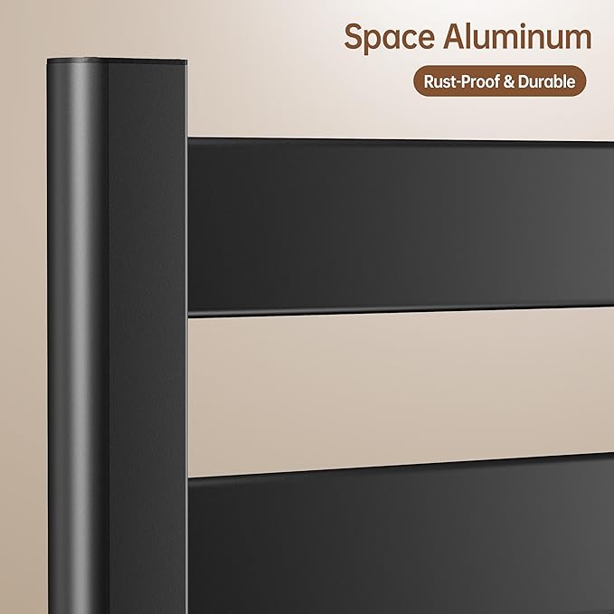 Heated Towel Rack – Rapid PTC Heating, LED Timer Control, High Temp & Large Capacity – 6 Bars Premium Freestanding Bathroom Towel Warmer,Matte Black