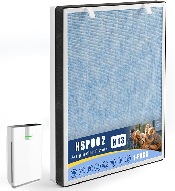 HSP002 Replacement Filter Compatible with Hathespace HSP002 Air Purifier, 4-Stage H13 High-Efficiency Activated Carbon (1PACK)