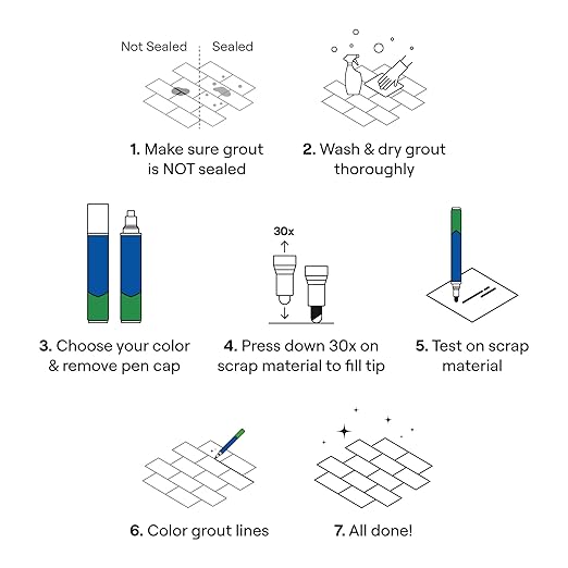 Grout Pen Brown Tile Paint Marker: Waterproof Grout Paint, Tile Grout Colorant and Sealer Pen - Brown, Narrow 5mm Tip (7mL) - 3 Pack