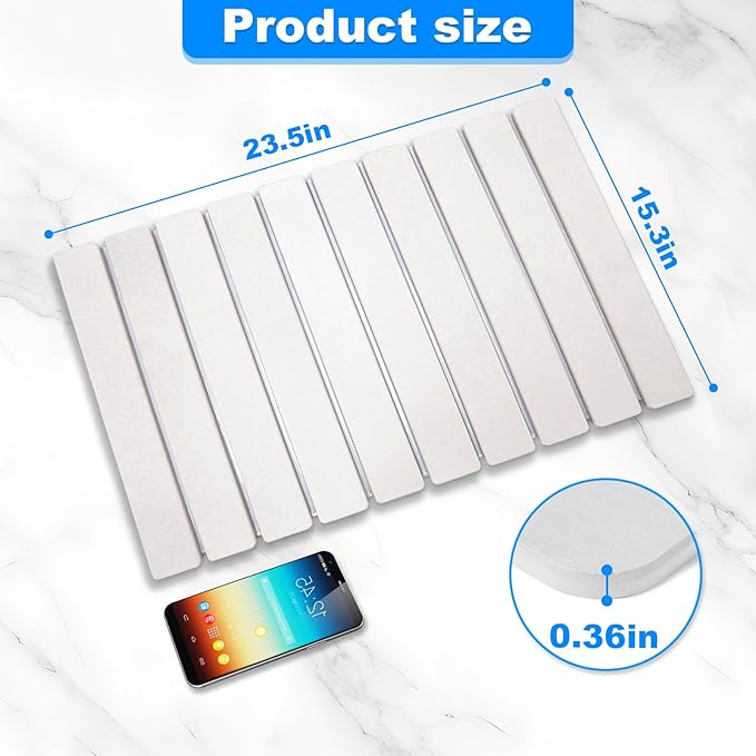 Large Stone Dish Drying Mats for Kitchen Counter, 24"(L)×16"(W) Quick Dry Collapsible Dish Drying Mat, Eco-Friendly Absorbent Diatomaceous Earth Mats for Dishes Bottles Cups, Match Any Countertop