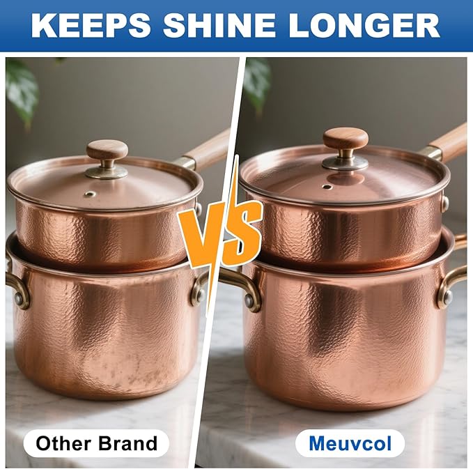 Meuvcol Copper & Brass Cleaner and Polish – 17.6 Oz Gentle Copper Polishing Cream for Pots, Pans, Sinks, Cups, Antiques – Restores Shine, Gentle Removes Tarnish & Stains – Non-Scratch, Easy to Use