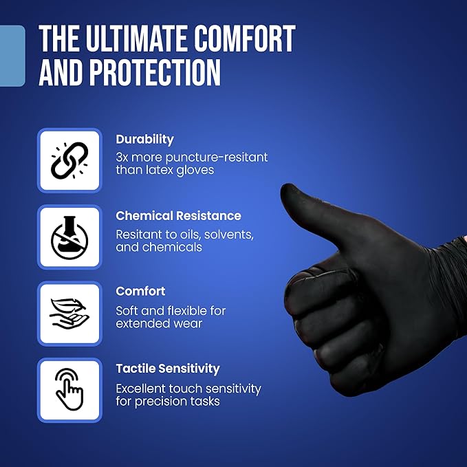 CLEAN SPACE PROJECT Black Nitrile Cooking Gloves, Heavy Duty 5.5 Mil, Disposable Food Grade, Latex Free Powder Free