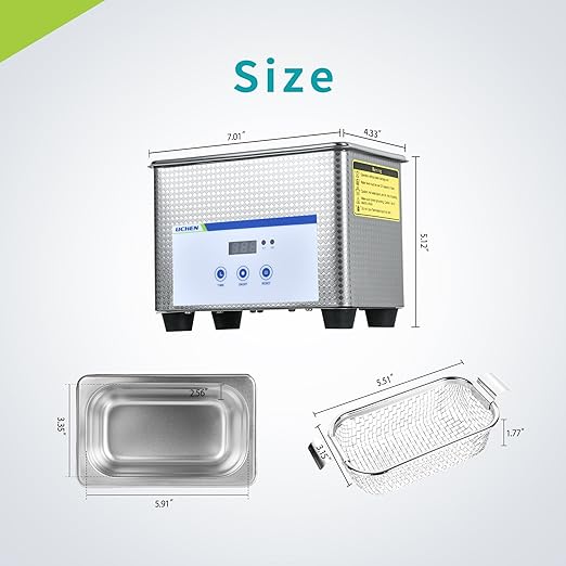 LICHEN 0.8L Ultrasonic Cleaner Professional Ultrasonic Parts Cleaner with Digital Timer, Stainless Steel Jewelry Cleaning Machine for Lab, Jewelry, Glasses, Watches(No Heat)
