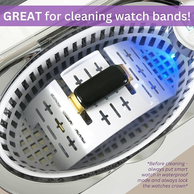 GemOro LUXESPA | Personal Ultrasonic Jewelry & Eyeglass Cleaner with 5 User-Programmable Timed Cleaning Cycles | Professional Performance Machine for Rings Watches Glasses Earrings Retainers