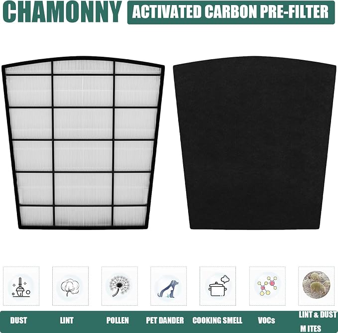 HP800 Filter Replacement, Compatible with HP800 Air Purifier, Part Number H-HF800-VP H-PF800, 1 H13 True HEPA Filter and 4 Carbon Pre-Filter
