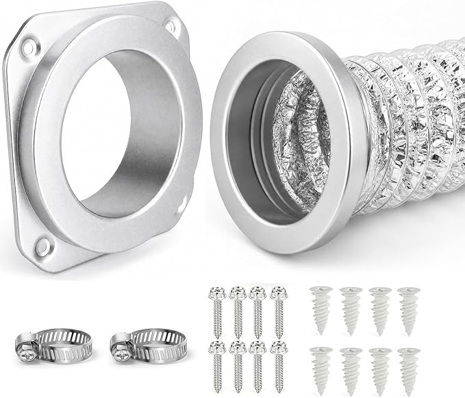 Magnetic Dryer Vent Hose Kit, 39.6 Inch Quick Connect Dryer Exhaust Duct, Flexible Aluminum Dryer Vent Connector with Wall Plate, Clamps & Screws