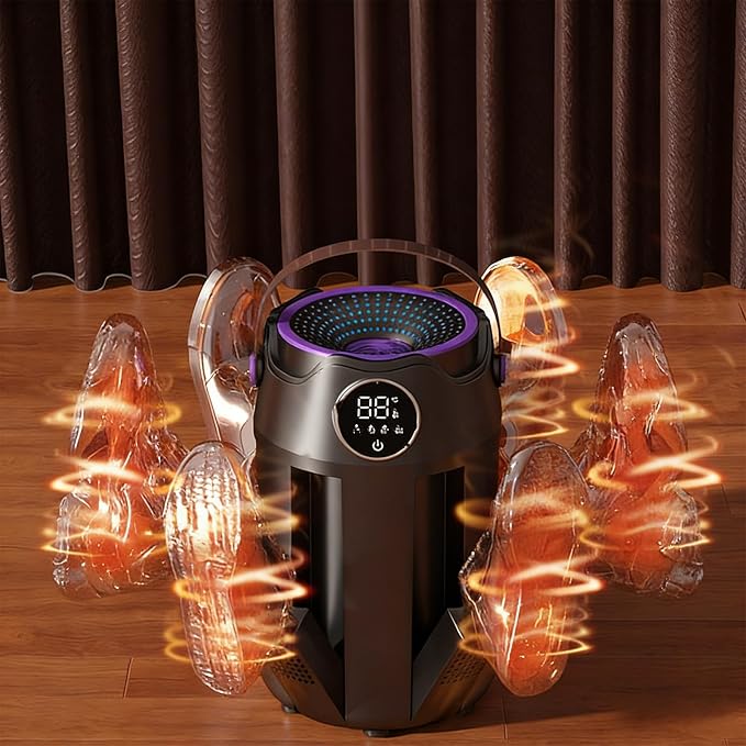 6-Arm Boot and Glove Dryer Family Size – Forced Air Boot Dryer with Heat Blower & Timer. Foldable Ski Boot Dryer, Warmer & Hockey Equipment Dryer for Shoes, Ski Gloves, Hats – Adjustable Rack(Black)