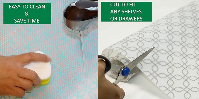 Premium Fridge Liner, BPA Free, Food Safe - Wider Roll Cut to Fit, Non Adhesive, Washable, Easy to Clean & Durable EVA Shelf Mats - FridgeFresh-Liner