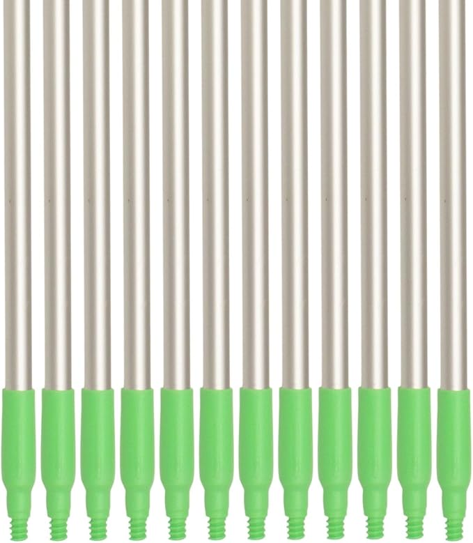 SPARTA Adjustable Aluminum Broomstick, 48” Mop and Broom Handle Replacement with Color-Coded System for Environments with Harsh Cleaning Agents, Aluminum, 48 Inches, Lime, (Pack of 12)