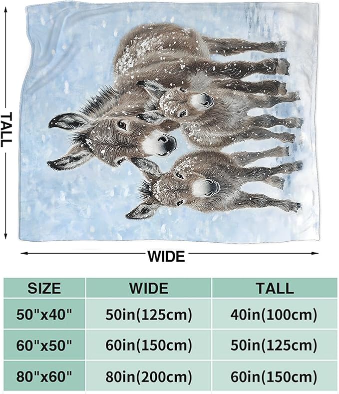 Tijuboni Donkey Throw Blanket Donkey Gifts for Girls Boys Women Men Kids Adults Soft Flannel Fleece Blanket for Couch Sofa Bed Home Decor 40"x50"