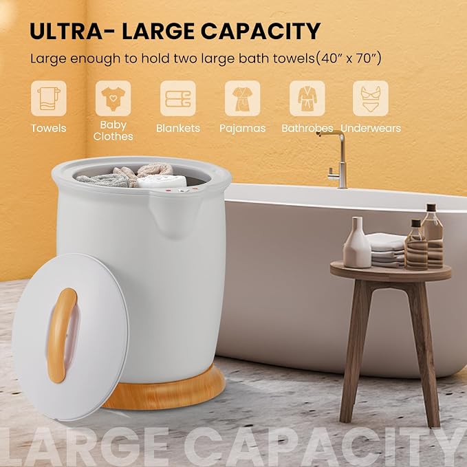 WELLHUT Towel Warmer Bucket Towel Warmers for Bathroom with Fragrance Holder, Luxury Spa Hot Towel Warmer, Towel Heater, Auto Shut Off, Holds Two 40"X70" Oversized Towels, Bathrobes, Blankets