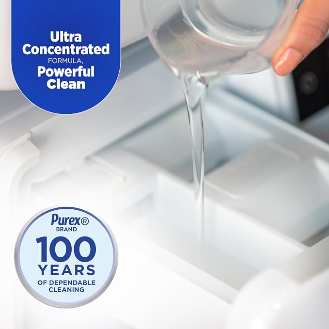 Purex Natural Elements Fresh Lilies & Linen Liquid Detergent, 82.5 oz, 165 Loads, Ultra-Concentrated, Dye-Free, USDA Certified Biobased Product