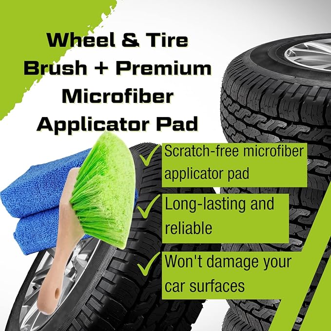ExoForma - 4-Pack Bundle - Permashine Tire Coating & Dressing, Wheel & Tire Cleaner, Wheel & Tire Brush, Premium Microfiber Applicator - Remove Dust, Dirt, & Grime and Experience Lasting Shine