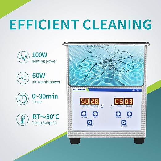 LICHEN 2L Ultrasonic Cleaner Professional Jewelry Cleaner with Digital Timer&Heater, Stainless Steel Ultrasonic Parts Cleaning Machine for Lab, Jewelry, Glasses, Watches, Tools