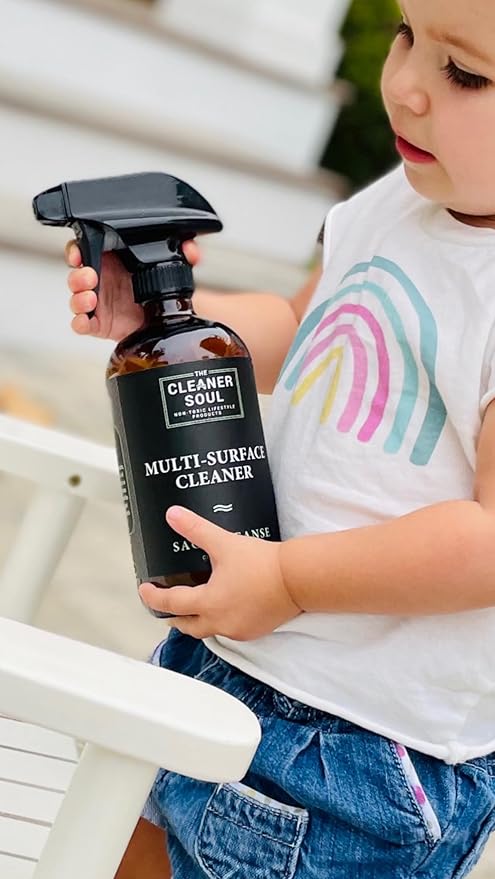 Non-Toxic Multi Purpose Cleaner, Natural Cleaning Spray, Luxurious Refillable Glass Bottle, Essential Oil Fragrance, Safe for All Surfaces, Safe for Animals, Pets, Safe for Humans (Coconut Calm)