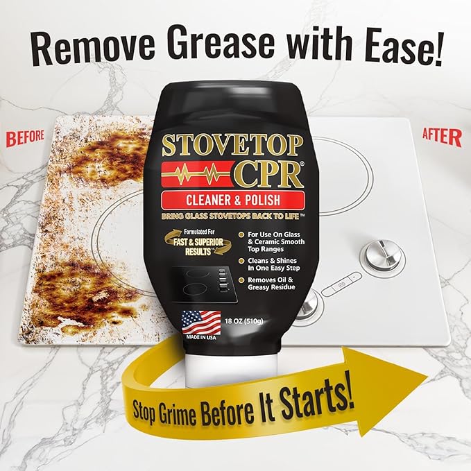 Stovetop CPR 2-in-1 Glass Stovetop Cleaner and Glass Polish(18oz)-Ceramic Top Stove Cleaner, Oven Top, Cooktop, Electric Stove Ceramic (18 Ounce (Pack of 2))