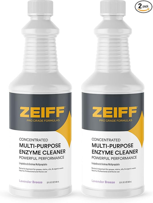 Zeiff Pro-Grade Multi-Purpose Probiotic Enzyme Cleaner - Pet Stain and Odor Remover, Drain Cleaner - Powerful Cleaning & Odor Eliminating Formula For Professional & Home Surfaces - 32 Ounce