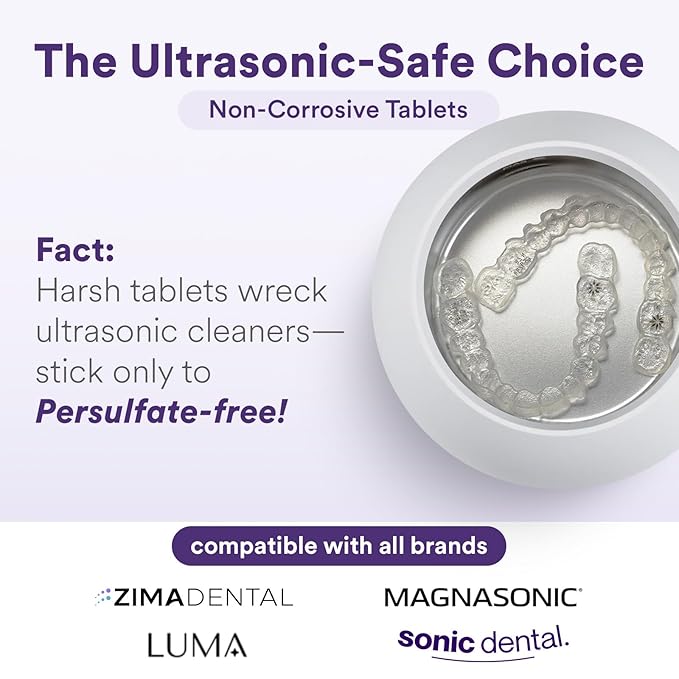 Weiss Naturals Retainer Cleaner Tablets, Invisalign Cleaner, Remove Stains, Odors & Plaque, PERSULFATE FREE Night Guard & Denture Cleaner 2-Month Supply, 60 Grape Scented Tablets