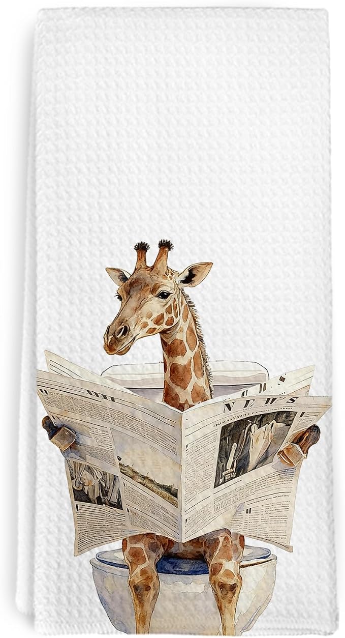 Funny Giraffe Gifts Hand Towels for Bathroom,Giraffe Lover Owners Gifts,Animal Kitchen Hand Towels Decor,Funny Giraffes Decorative Tea Towel for Bathroom Nursery, 16x24 Inch