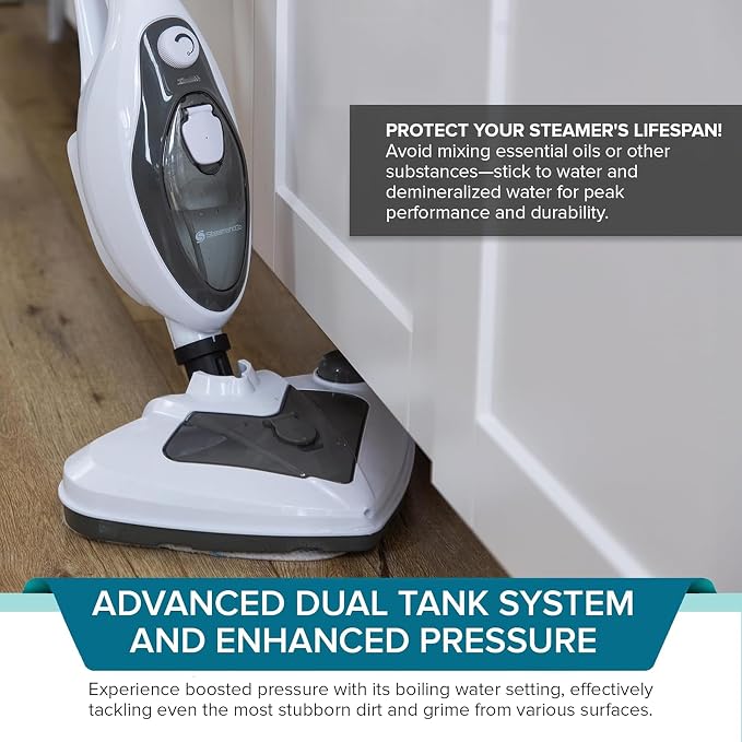 Steam & Go - The Housekeeper Steam Cleaner For Floors & Demineralized Water Bundle, 10-in-1 Hard Floor Cleaner Machine & Grout Steam Cleaner with Floor Cleaning Solution, 32 oz, Hotel California Scent