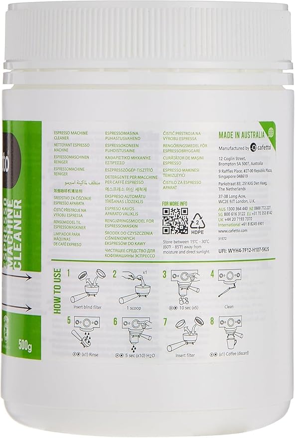 Cafetto Organic Espresso Machine Cleaner - Evo Powder 500 Gram